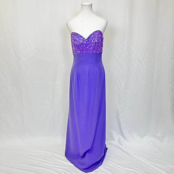 Cassandra Stone Purple Strapless Sweetheart Beaded Gown, Evening Dress, Size 8 - Picture 1 of 6